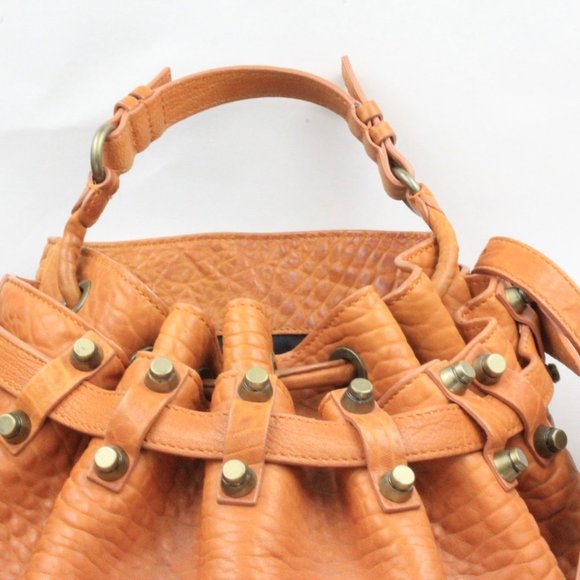 Alexander Wang Authentic Diego Orange Textured Bucket Bag - Picture 7 of 14